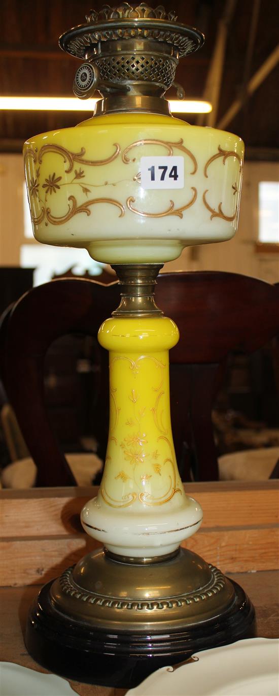 Yellow glass oil lamp